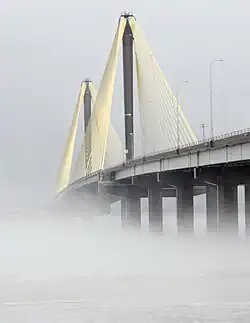 Clark Bridge as seen from the Missouri side of the Mississippi