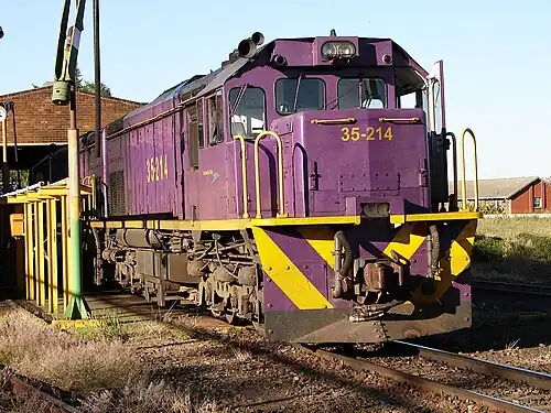 No. 35-214 in PRASA's Shosholoza Meyl livery, Bloemfontein, 29 April 2013