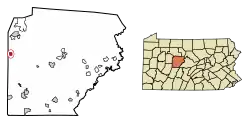 Location of Troutville in Clearfield County, Pennsylvania.