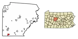 Location of Westover in Clearfield County, Pennsylvania.