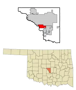 Location of Noble within the state of Oklahoma and Cleveland County