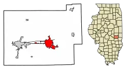 Location of Charleston in Coles County, Illinois.