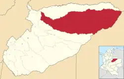 Location of the municipality and town of Paz de Ariporo in the Casanare Department of Colombia.
