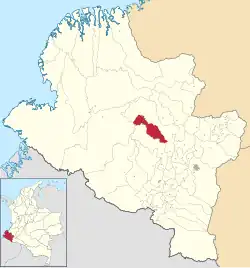 Location of the municipality and town of La Llanada in the Nariño Department of Colombia.