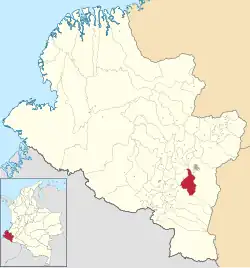 Location of the municipality and town of Tangua, Nariño in the Nariño Department of Colombia.