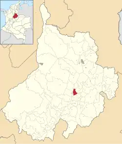 Location of the municipality and town of Cabrera in the Santander Department of Colombia.