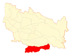 Map of the Yungay commune in the Ñuble Region