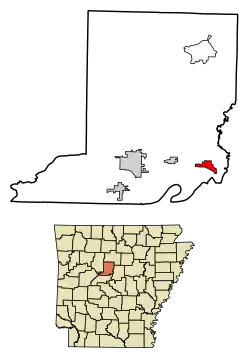 Location of Menifee in Conway County, Arkansas.