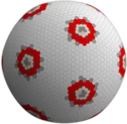 A highly divided Goldberg polyhedron; the dual of the previous image.