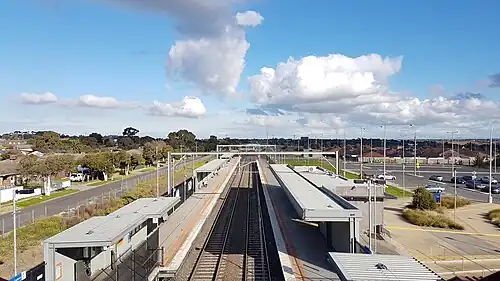 View of Coolaroo platforms 1 and 2 from a bridge