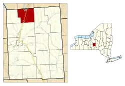 Location within Cortland County and New York