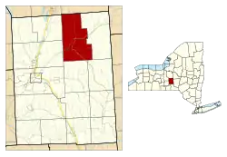 Location within Cortland County and New York