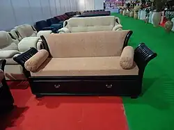 An upholstered couch