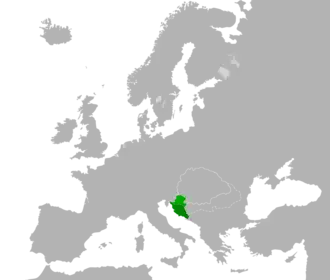 Medieval Slavonia (green) and Kingdom of Croatia (dark green) in 1260
