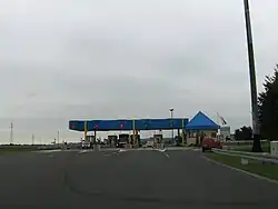 A five lane toll plaza