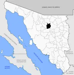 Location of the municipality in Sonora