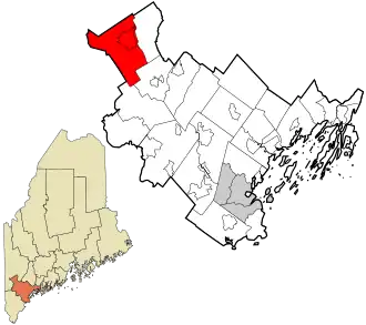 Location in Cumberland County and the state of Maine.