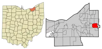 Location in Cuyahoga County and the state of Ohio