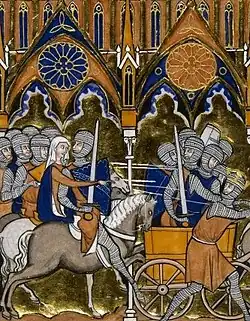 Deborah and Barak in a miniature from the 13th-century Psalter of St. Louis