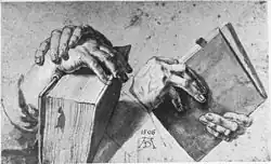 Two Pairs of Hands, 15.7 ×13.7 cm, Germanisches Nationalmuseum (Hz5481) black and white reproduction[10]