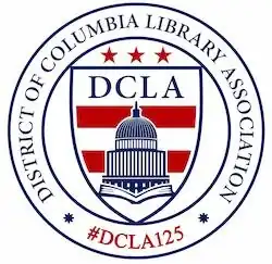 round sealwith the capitol building on it and a sort of shield and the logo DCLA125 along with the name of the association. Red, White and Blue.