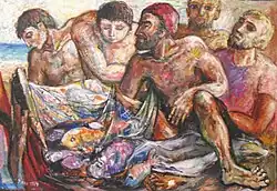 The Fishermans Miraculous Catch (1974), 35.5 x 51 in, Private Collection - Notable