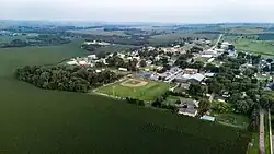 Wynot, Nebraska seen from the north during the 2025 SD District 6B Amateur Baseball Tournament