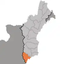 Map of North Hamgyong showing the location of Kimchaek