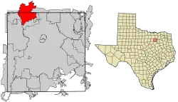 Location in Dallas County and the state of Texas
