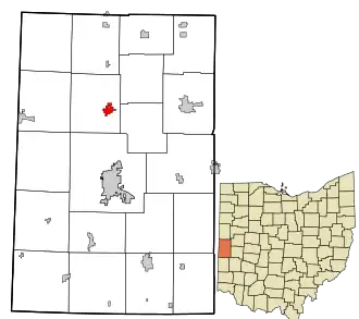 Location in Darke County and the state of Ohio.