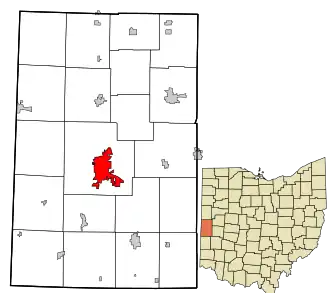 Location in Darke County and the state of Ohio.