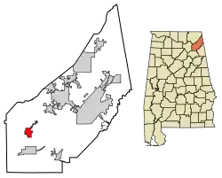 Location of Geraldine in DeKalb County, Alabama.