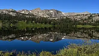 Deadwood Peak reflected in Upper Blue Lake