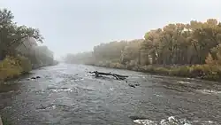 The river walk along the Rio Grande in Del Norte, Colorado.