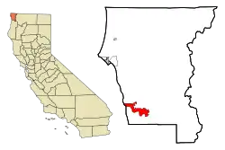 Location in Del Norte County and the state of California
