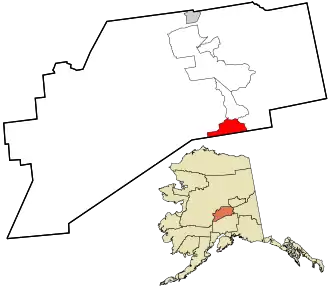 Location in Denali Borough and the state of Alaska.