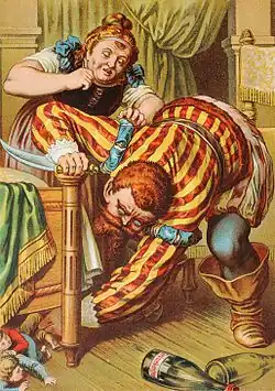 The ogre and his wife, illustration for Hop-o'-My-Thumb from a late-19th-century German fairy tale book