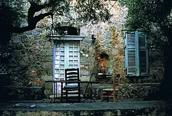 Desk in the P.M.L. Fermor garden near Kardamyli