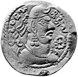 A coin of Khingila with the title Devaśāhi Khiṇgila ( "God-King Khingila"), 440-490 CE.[3]