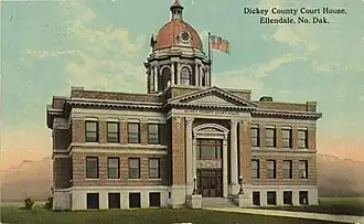 Postcard of Dickey County Courthouse in 1915