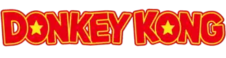 The words "Donkey Kong" in all caps in bold red letters with yellow borders; the "O"s have stars in the middle.