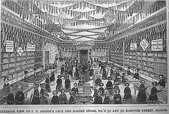 L.S. Drigg's Lace and Bonnet store, Hanover St., 1850s (illustration from Gleason's Pictorial)