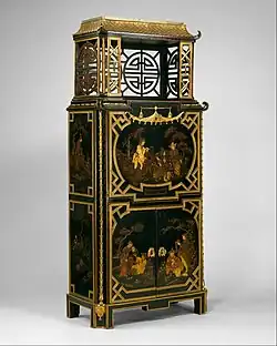 Drop-front secretaire (secrètaire à abattant); 1770–1775; painted and varnished oak, mahogany, purplewood and gilt-bronze mounts; 152.4 × 67.9 × 34 cm; Metropolitan Museum of Art