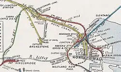 1912 map showing Broadstone and pre-1937 layout at Glasnevin