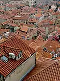 Tile rooftops seen in Dubrovnik, Croatia