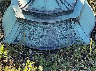 Colour photograph of a plaque on the Duffield Memorial