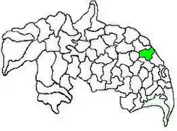 Mandal map of Guntur district showing Duggirala mandal (in green)