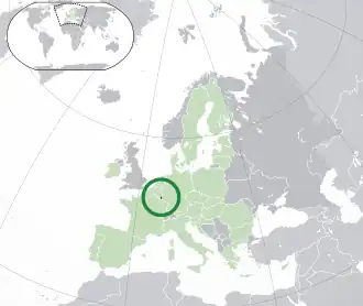 Map showing Luxembourg in Europe