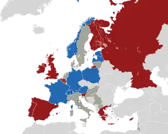 A coloured map of the countries of Europe