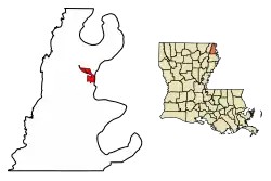 Location of Lake Providence in East Carroll Parish, Louisiana.